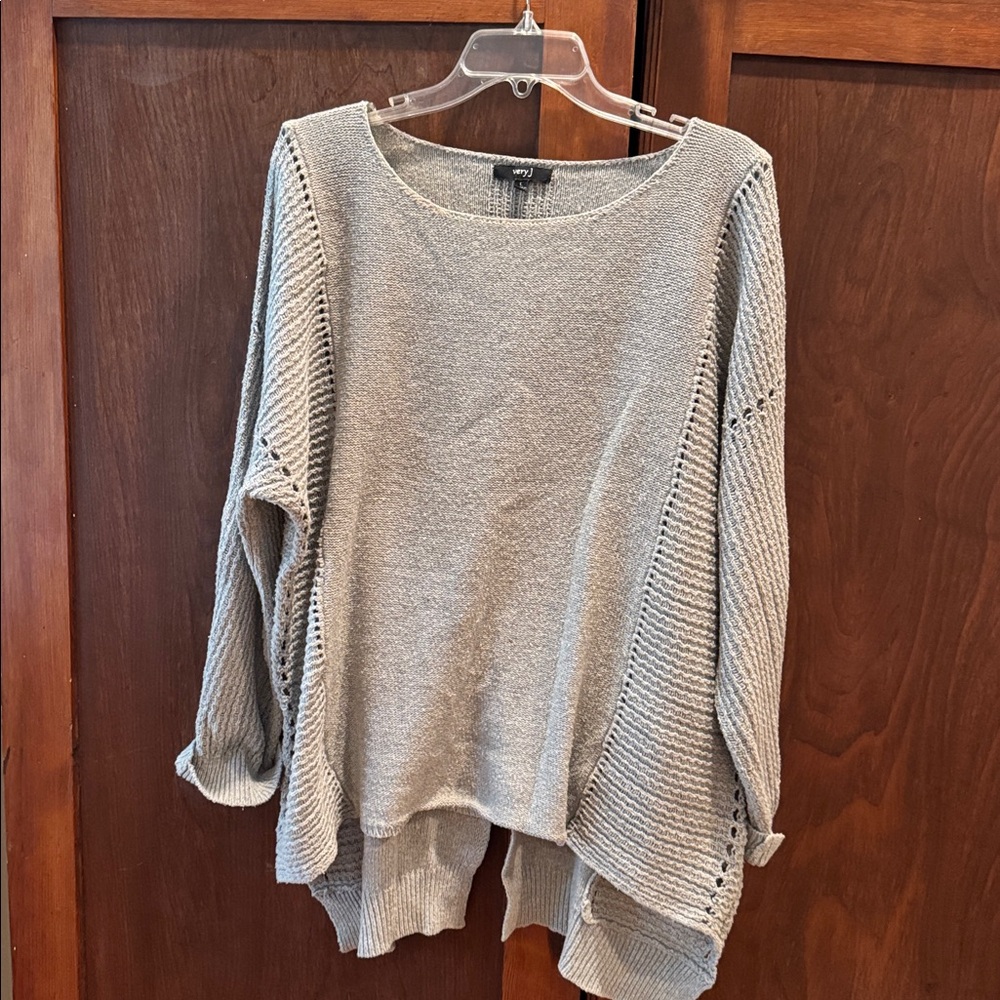 Very J Gray Knit Sweater